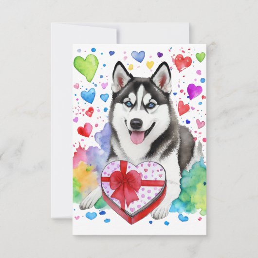 Husky Candy Heart Card Dankeskarte (Vorderseite)