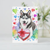 Husky Candy Heart Card Dankeskarte (Stehend Vorderseite)