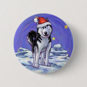 Husky Christmas Button (Vorderseite)