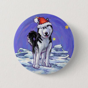 Husky Christmas Button