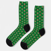 Husky Christmas Dog Bow Silhouette Green Socken (Linkes Detail)