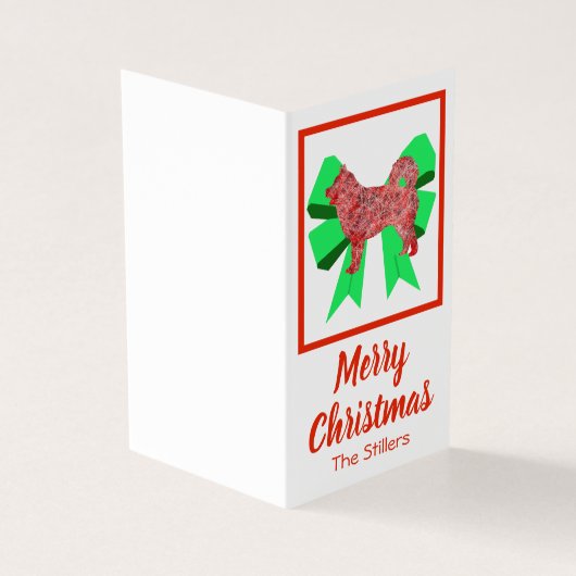 Husky Christmas Dog & Green Bow Geschenkmarke (Vorderseite)
