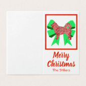 Husky Christmas Dog & Green Bow Geschenkmarke (Außenseite Aufgefaltet)