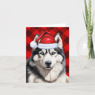 Husky Christmas Dog Red Buffalo Karierte Weihnacht Feiertagskarte