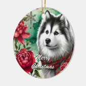 Husky Christmas Dreams Weihnachtsdekoration Ornament Aus Metall (Links)