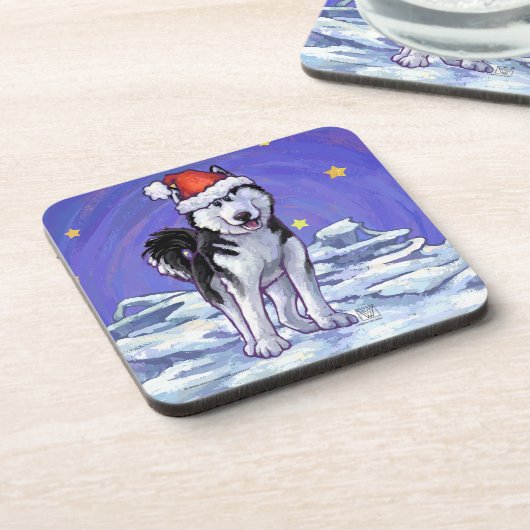 Husky Christmas Getränkeuntersetzer (Linke Seite)