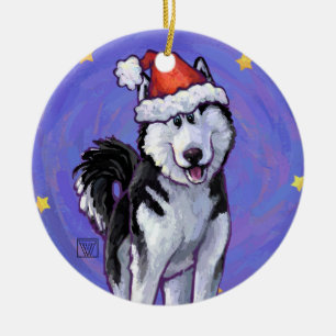 Husky Christmas Keramik Ornament