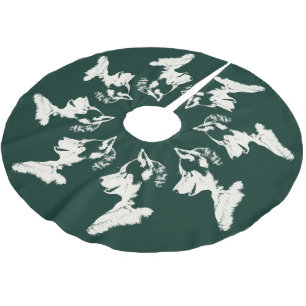 Husky Christmas Tree Skirt Sled Dog Tree Skirts Polyester Weihnachtsbaumdecke