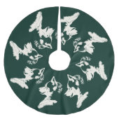 Husky Christmas Tree Skirt Sled Dog Tree Skirts Polyester Weihnachtsbaumdecke (Vorderseite)