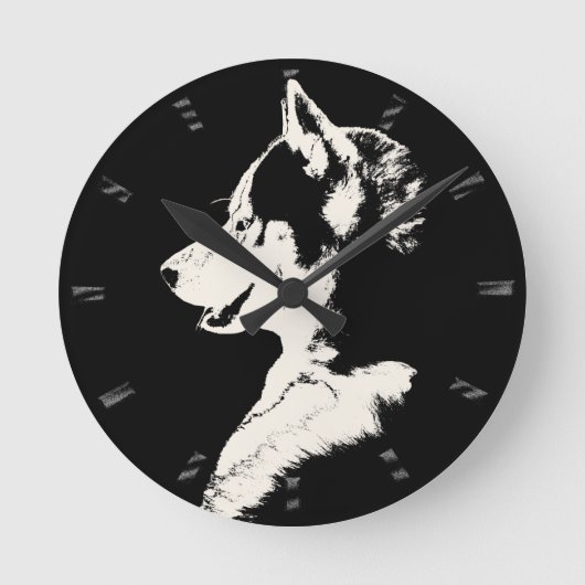 Husky Clock Gifts Decor Sled Dog Wall Clock Runde Wanduhr (Vorderseite)