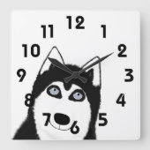 Husky Clock Quadratische Wanduhr (Vorderseite)