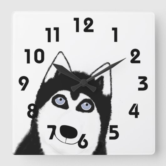 Husky Clock Quadratische Wanduhr (Vorderseite)
