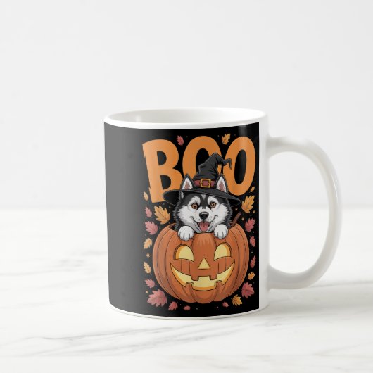 Husky Costume On Pumpkin Halloween Siberian Husky  Kaffeetasse (Rechts)