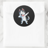 Husky | Dabbing Siberian Husky Lover Boys Kids Dab Runder Aufkleber (Tasche)