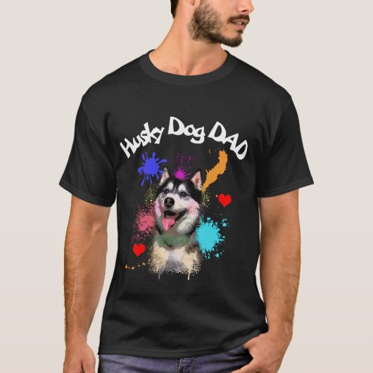 Husky dad Dog Lover Bester Vater für Hunde T-Shirt (Vorderseite)