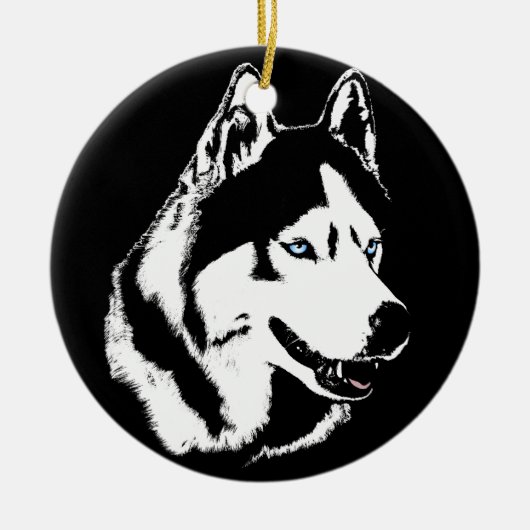 Husky-Dekoration Personalisierter Schlittenhunde Keramik Ornament (Vorne)