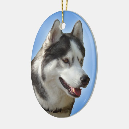 Husky-Dekoration Personalisierter Schlittenhunde Keramik Ornament (Links)