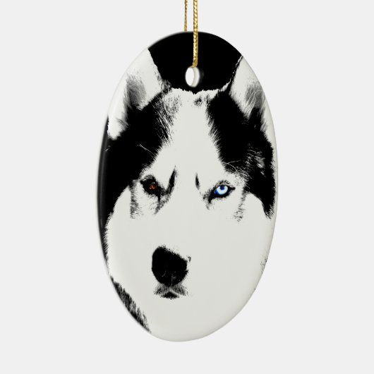 Husky-Dekoration Personalisierter Schlittenhunde Keramikornament (Rechts)