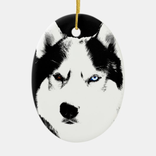 Husky-Dekoration Personalisierter Schlittenhunde Keramikornament (Vorne)