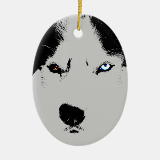Husky-Dekoration Personalisierter Schlittenhunde Keramikornament (Vorne)