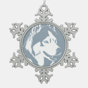 Husky-Dekoration Personalisierter Schlittenhunde Schneeflocken Zinn-Ornament