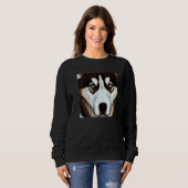 Husky design dog imprint artwork face with Siberia Sweatshirt (Vorne ganz)