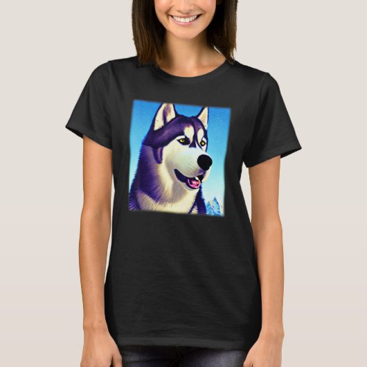 Husky design dog imprint artwork face with Siberia T-Shirt (Vorderseite)