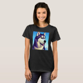 Husky design dog imprint artwork face with Siberia T-Shirt (Vorne ganz)