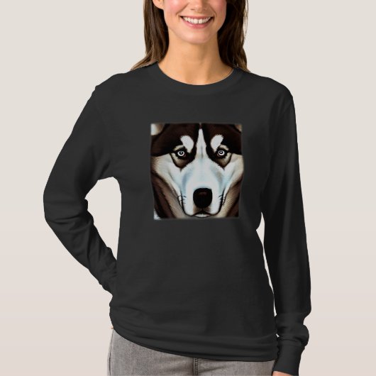 Husky design dog imprint artwork face with Siberia T-Shirt (Vorderseite)