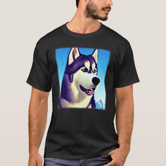 Husky design dog imprint artwork face with Siberia T-Shirt (Vorderseite)