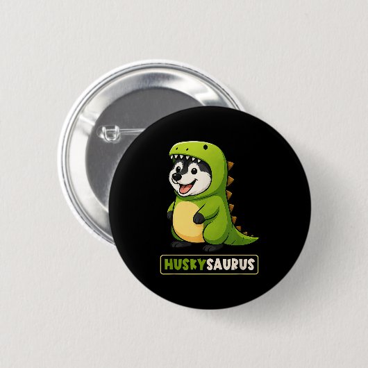 Husky Dinosaur Costume Trex Huskysaurus Animal Lov Button (Vorne & Hinten)