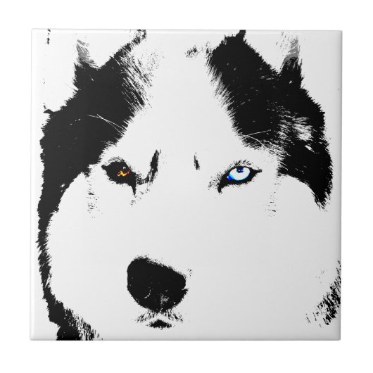 Husky Dog Art Keramik Tile Malamute Wolf Dog Gesch Fliese (Vorderseite)