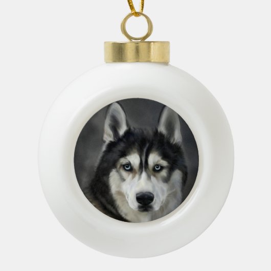 Husky Dog Big Dog Animal Pet Keramik Kugel-Ornament (Vorderseite)