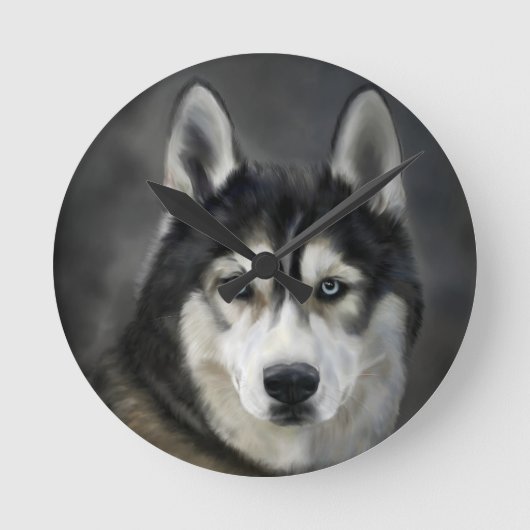 Husky Dog Big Dog Animal Pet Runde Wanduhr (Vorderseite)