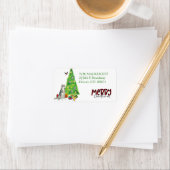 Husky Dog, Bird, Holiday Tree Rücksendeadresse Adressaufkleber (Insitu)