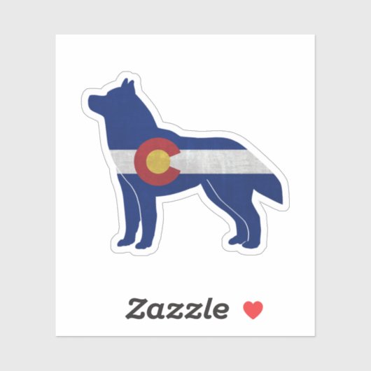 Husky Dog Breed Colorado Flag Silhouette Aufkleber (Blatt)