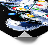 Husky Dog Christmas Lights Santa Hat Family Xmas P Poster (Ecke)