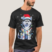 Husky Dog Christmas Lights Santa Hat Family Xmas P T-Shirt (Vorderseite)