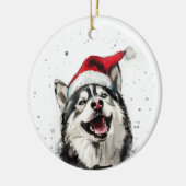 Husky Dog Christmas Personalized Keramik Ornament (Links)