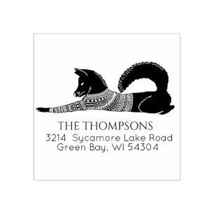 Husky Dog Christmas Sweater Familienadresse Gummistempel