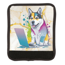 Husky Dog Computer Rainbow Watercolor Tech Savvy