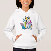 Husky Dog Computer Rainbow Watercolor Tech Savvy Hoodie (Vorderseite)