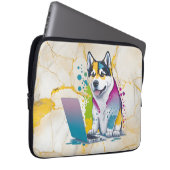 Husky Dog Computer Rainbow Watercolor Tech Savvy Laptopschutzhülle (Vorne Rechts)