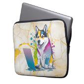Husky Dog Computer Rainbow Watercolor Tech Savvy Laptopschutzhülle (Vorderseite Links)