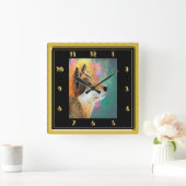 Husky Dog Daze Quadratische Wanduhr (Zuhause)