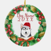 Husky Dog Frohe Weihnachten Keramik Ornament (Hinten)