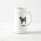 Husky Dog Gelb & Blau Gitter Linien Bierglas (VorderseiteRechts)