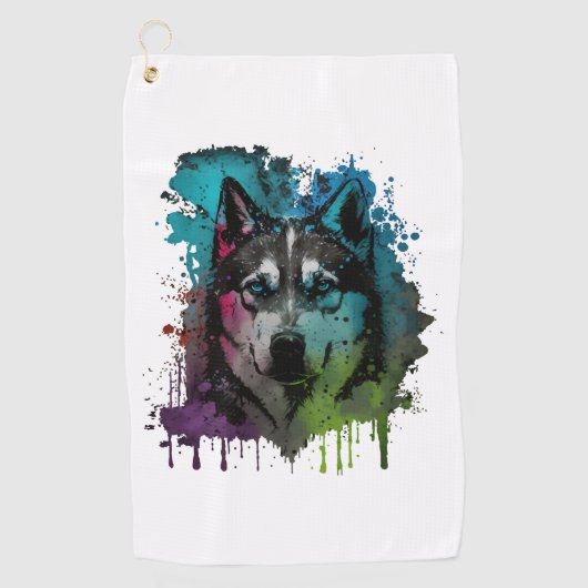 Husky Dog Golfhandtuch (Vorderseite)