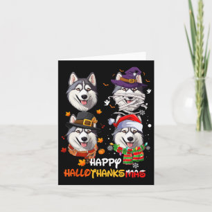 Husky Dog Hallothanksmas Halloween Erntedank Xm Karte