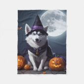 Husky Dog Halloween Adventure Moonlit Magic Spooky Fleecedecke (Vorderseite)
